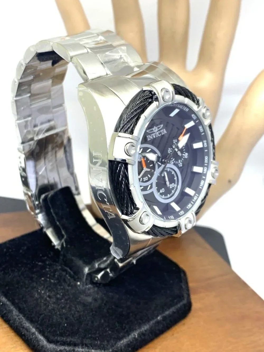 Invicta Mens Watch 25512 Bolt Quartz Chronograph Black Dial Stainless Steel 52mm
